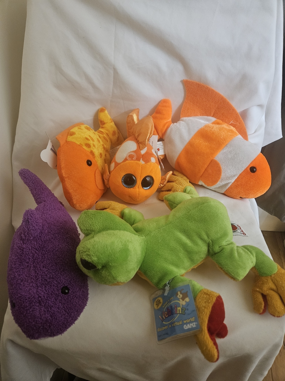 Ganz Plush Green Frog Kids Toy - Soft Orange & Purple Sea Friends Set